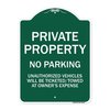 Signmission Private Property No Parking Unauthorized Vehicles Will Be Ticketed Towed at Owners E, GW-1824-23246 A-DES-GW-1824-23246